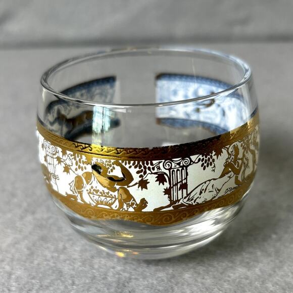 Replacement Mid Century Modern Barware Gold Gilt Scroll Cordial Roly Poly Glass - Picture 3 of 8